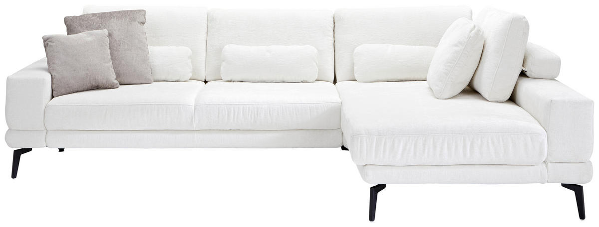 ECKSOFA Naturfarben Chenille  - Schwarz/Naturfarben, KONVENTIONELL, Textil/Metall (294/184cm) - SetOne by Musterring
