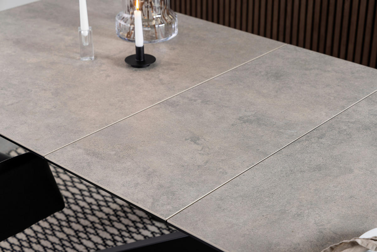 ESSTISCH in Metall, Glas, Keramik 240/100/76 cm  - Schwarz/Grau, Design, Glas/Keramik (240/100/76cm) - MID.YOU