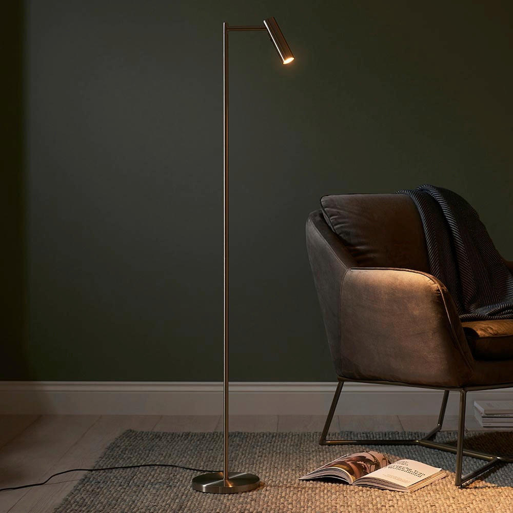 LED-STEHLEUCHTE 18,5/125 cm    - Nickelfarben, KONVENTIONELL, Metall (18,5/125cm) - ENDON