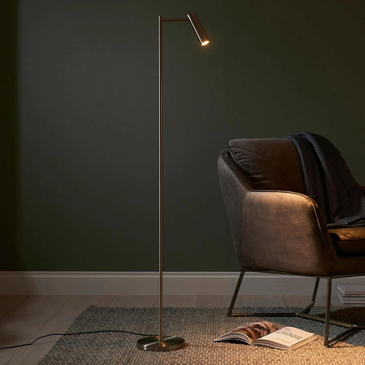 LED-STEHLEUCHTE 18,5/125 cm    - Nickelfarben, KONVENTIONELL, Metall (18,5/125cm) - ENDON