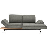 ECKSOFA 240/132 cm  in Chenille Graubraun Rücken echt, Kopfteilverstellung, Sitztiefenverstellung  240/132 cm  - Graubraun/Schwarz, Design, Holz/Textil (240/132cm) - Koinor