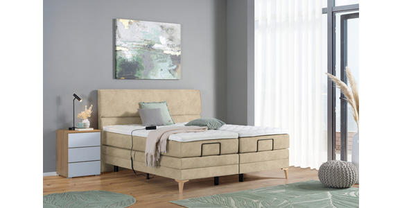 BOXSPRINGBETT 200/200 cm  in Beige  - Eichefarben/Beige, KONVENTIONELL, Holz/Textil (200/200cm) - Voleo