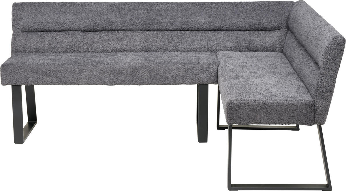 ECKBANK 190/150 cm Webstoff, Bouclé Dunkelgrau   - Dunkelgrau/Schwarz, KONVENTIONELL, Textil/Metall (190/150cm) - MID.YOU