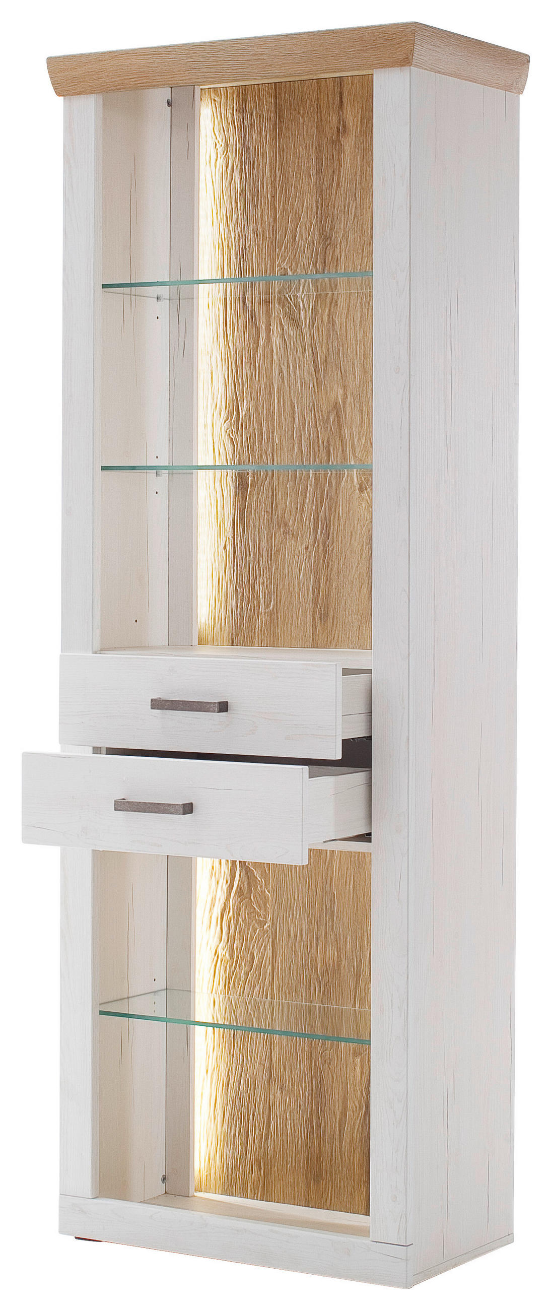 VITRINĂ  in culoare lemn stejar, culoare coconar  - culoare coconar/culoare lemn stejar, Design, plastic/sticlă (71/205/40cm) - MID.YOU