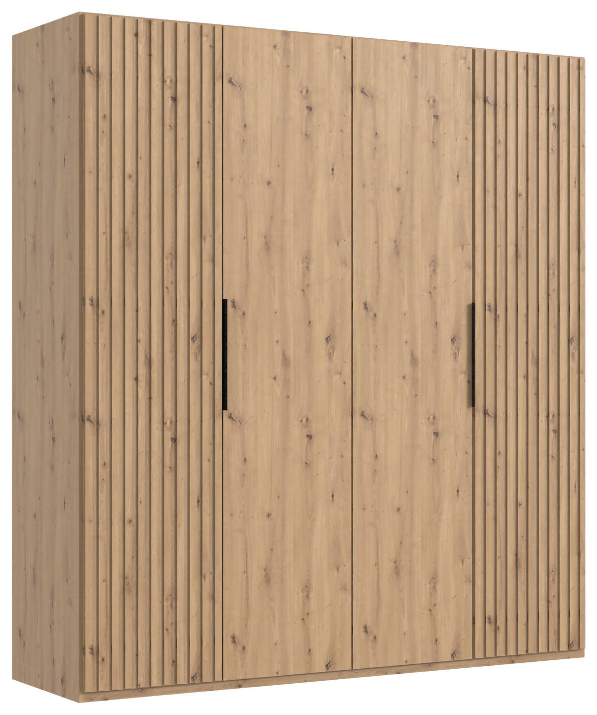 GARDEROB MED GÅNGJÄRN 200/216/58 cm 4-dörrar - ek Artisan/svart, Modern, metall/trämaterial (200/216/58cm) - MID.YOU