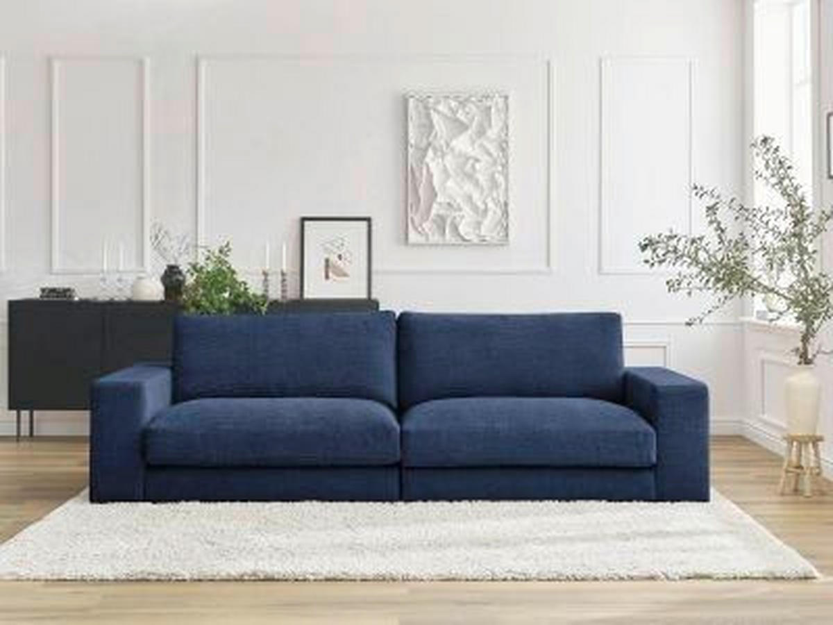 3-SITZER-SOFA LEONARD Struktur Dunkelblau  - Schwarz/Dunkelblau, MODERN, Kunststoff/Textil (234/109/77cm)
