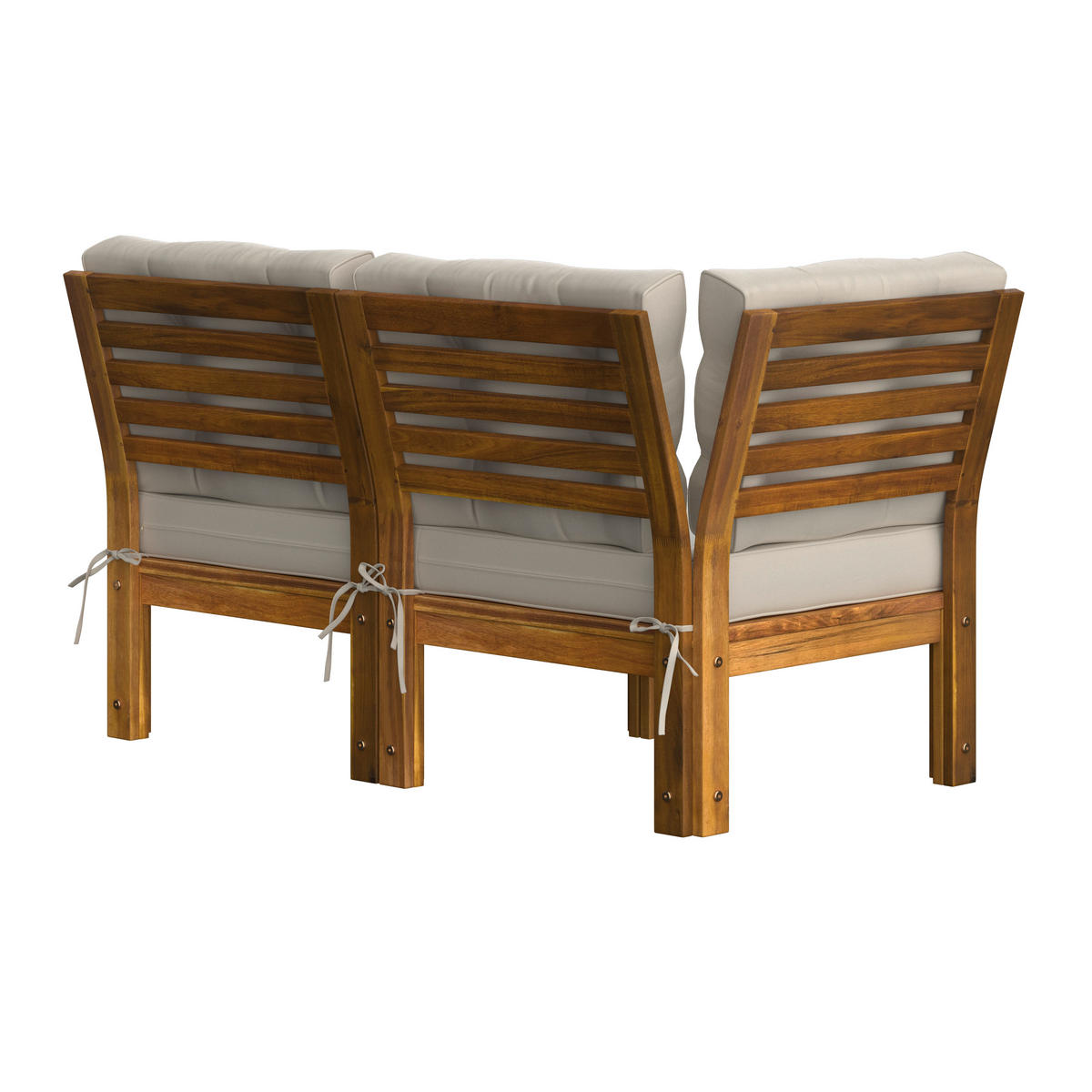 LOUNGEGARNITUR Akazie vollmassiv  - Beige/Akaziefarben, MODERN, Holz/Textil - Ambia Garden