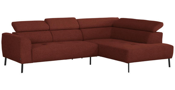 ECKSOFA  in Chenille Rostfarben  280/205 cm  - Rostfarben/Schwarz, Design, Textil/Metall (280/205cm) - Xora