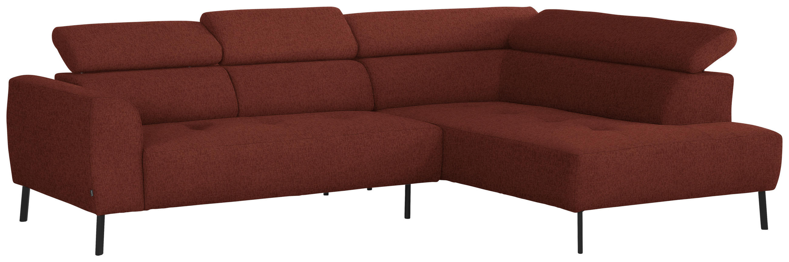 ECKSOFA Chenille Rostfarben  - Rostfarben/Schwarz, Design, Textil/Metall (280/205cm) - Xora