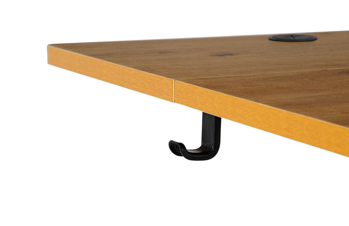 SCHREIBTISCH 140/70/72/118 cm Weiss, Eichefarben höhenverstellbar elektrisch höhenverstellbar  - Weiss/Eichefarben, Modern, Holzwerkstoff/Metall (140/70/72/118cm) - Livetastic