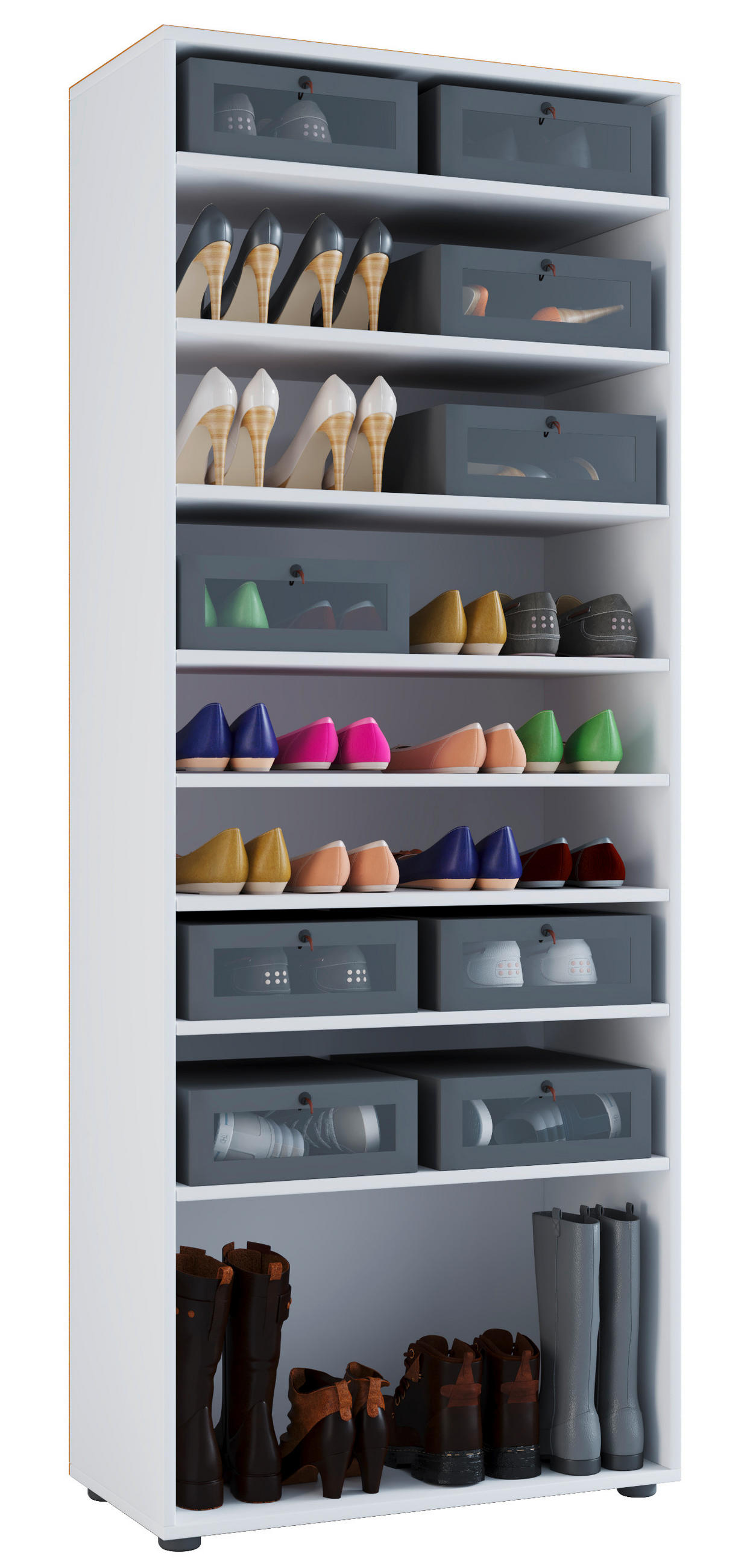 SCHUHSCHRANK Vandol  in 71/180/37 cm  - Weiss, Design, Holzwerkstoff (71/180/37cm) - MID.YOU