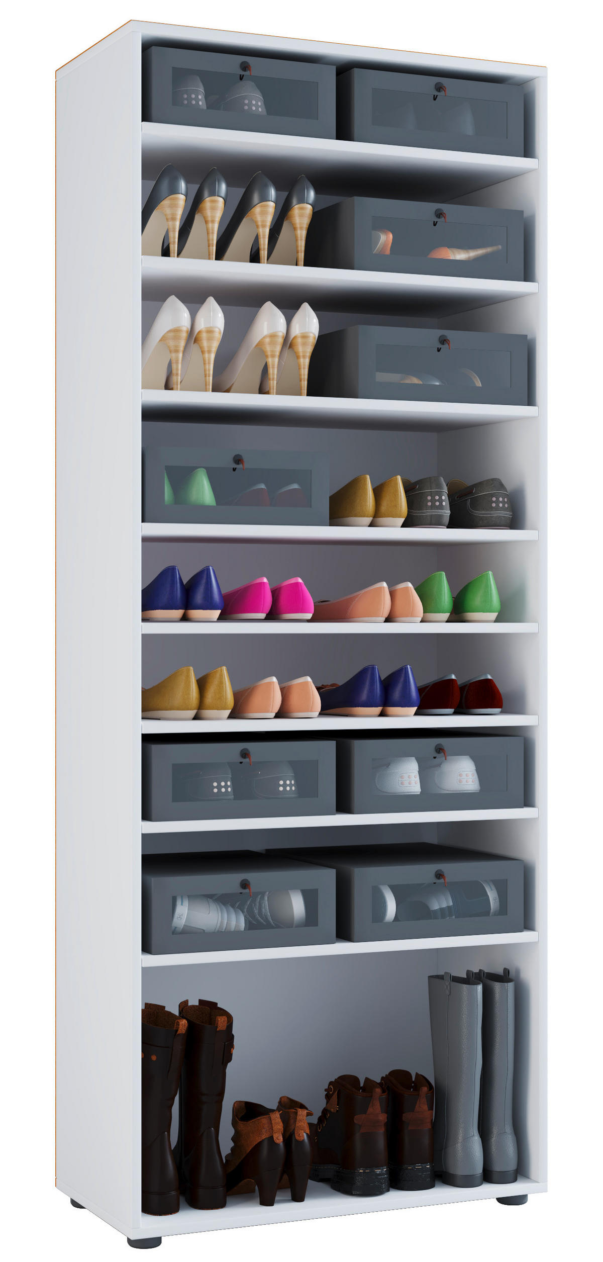 SCHUHSCHRANK Vandol  in 71/180/37 cm  - Weiss, Design, Holzwerkstoff (71/180/37cm) - MID.YOU