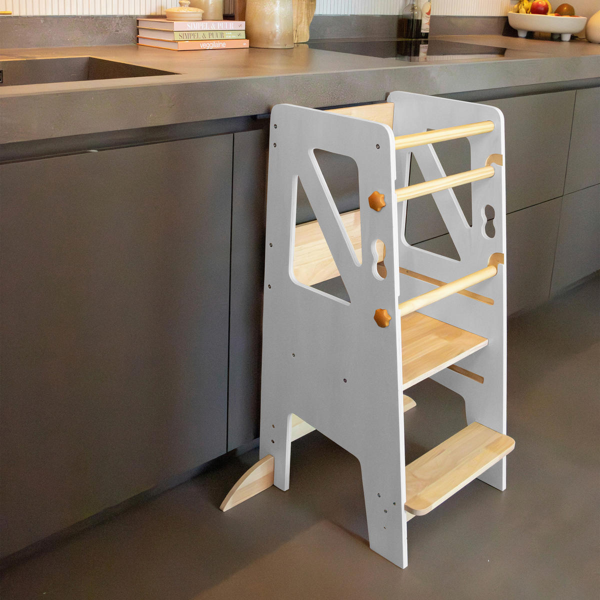 LERNTURM LIV  - Weiß/Kieferfarben, KONVENTIONELL, Holz (44/40/90cm)