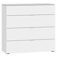 KOMMODE 90/87/43 cm  in Weiss  - Weiss/Edelstahlfarben, Design, Glas/Holzwerkstoff (90/87/43cm) - Jutzler