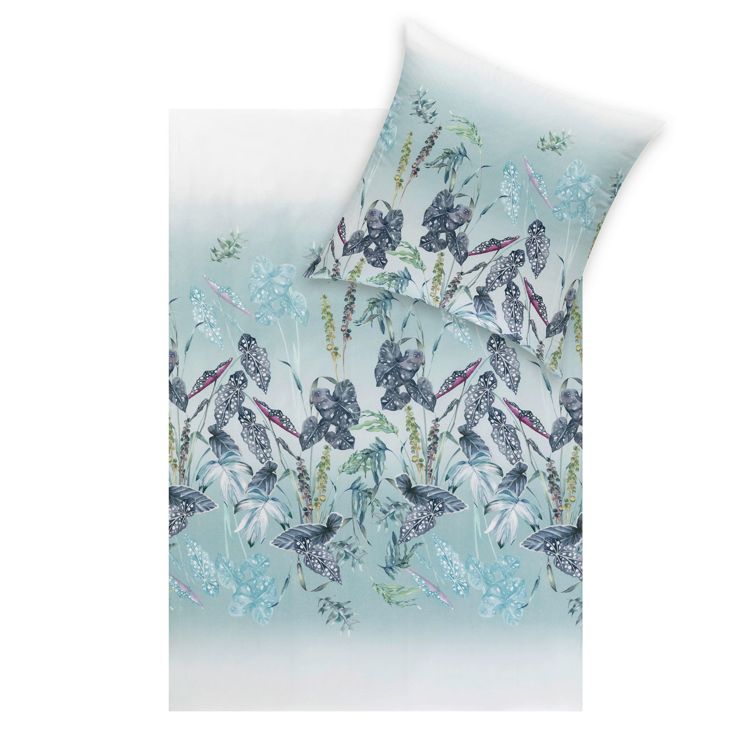 BETTWÄSCHE Natürlich Estella Makosatin 155/220 cm  - Azurblau, Design, Textil (155/220cm) - Estella