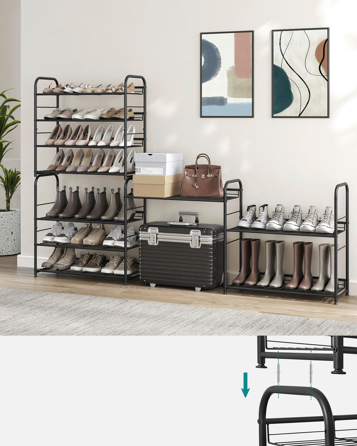 SCHUHREGAL Schwarz  - Schwarz, Trend, Kunststoff/Metall (68,5/65/27,5cm) - Boxxx