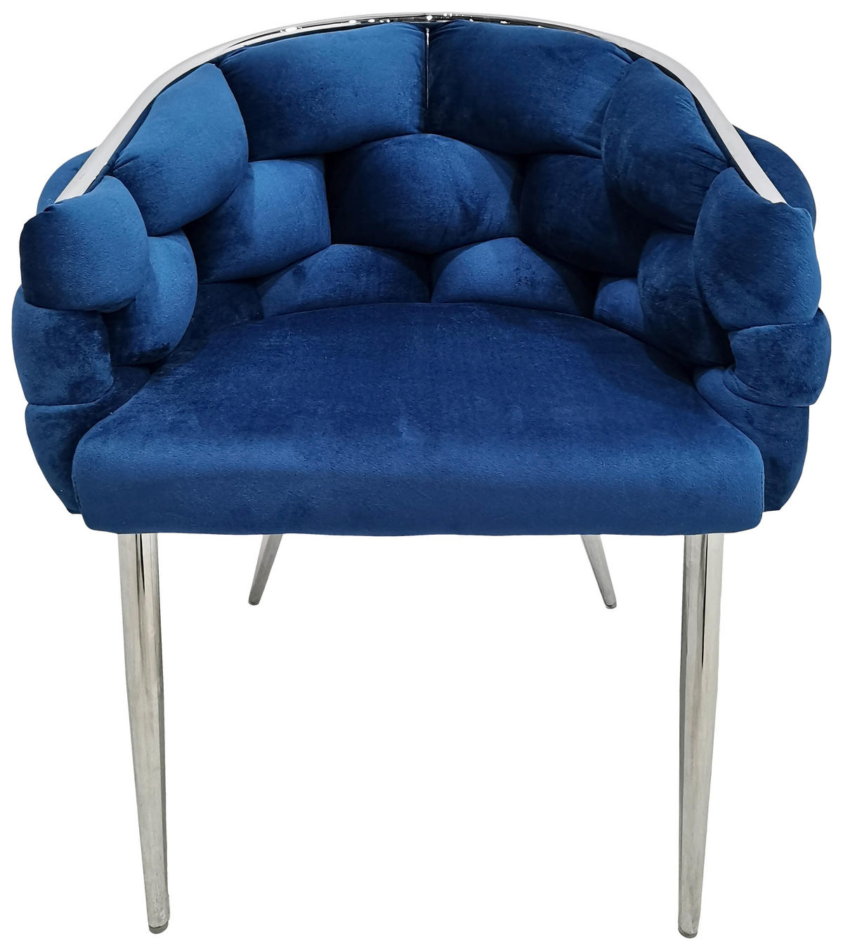 ARMLEHNSTUHL-SET 2 Stück  in Samt  - Blau/Silberfarben, MODERN, Textil/Metall (65/79/61cm) - Kayoom