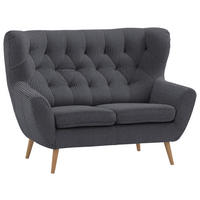 2-SITZER-SOFA Cord Anthrazit  - Eichefarben/Anthrazit, Design, Holz/Textil (137/101/95cm) - Stylife