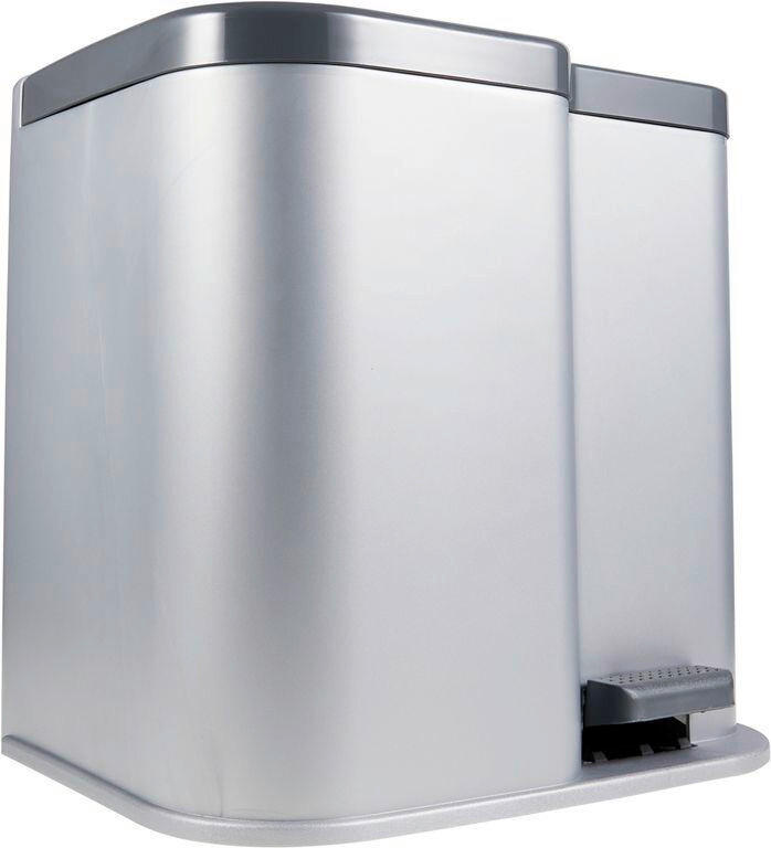 PEDÁLOS SZEMETES 15+6 l  - szürke, Basics, műanyag (40/30/39.8cm)