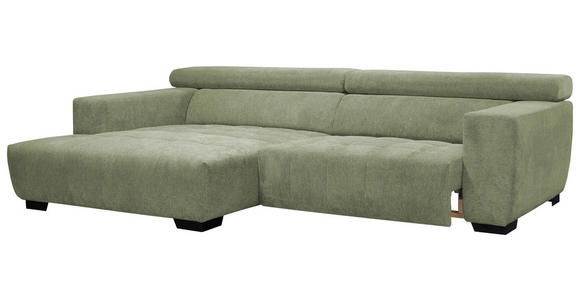 ECKSOFA in Webstoff Olivgrün  - Schwarz/Olivgrün, KONVENTIONELL, Textil/Metall (182/279cm) - Hom`in