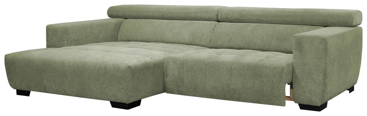 ECKSOFA in Webstoff Olivgrün  - Schwarz/Olivgrün, Konventionell, Textil/Metall (182/279cm) - Hom`in
