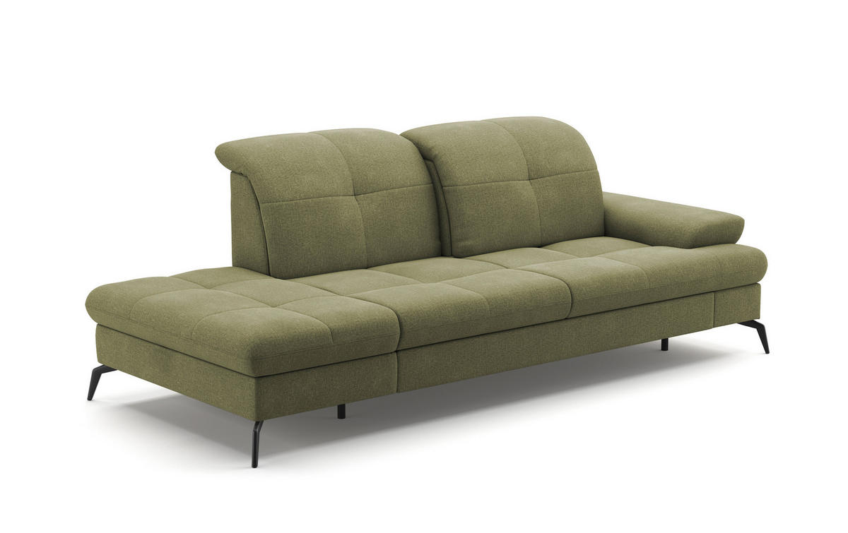 RÉCAMIERE Hellgrün Flachgewebe  - Schwarz/Hellgrün, KONVENTIONELL, Textil/Metall (231/90/122cm) - Sit & More