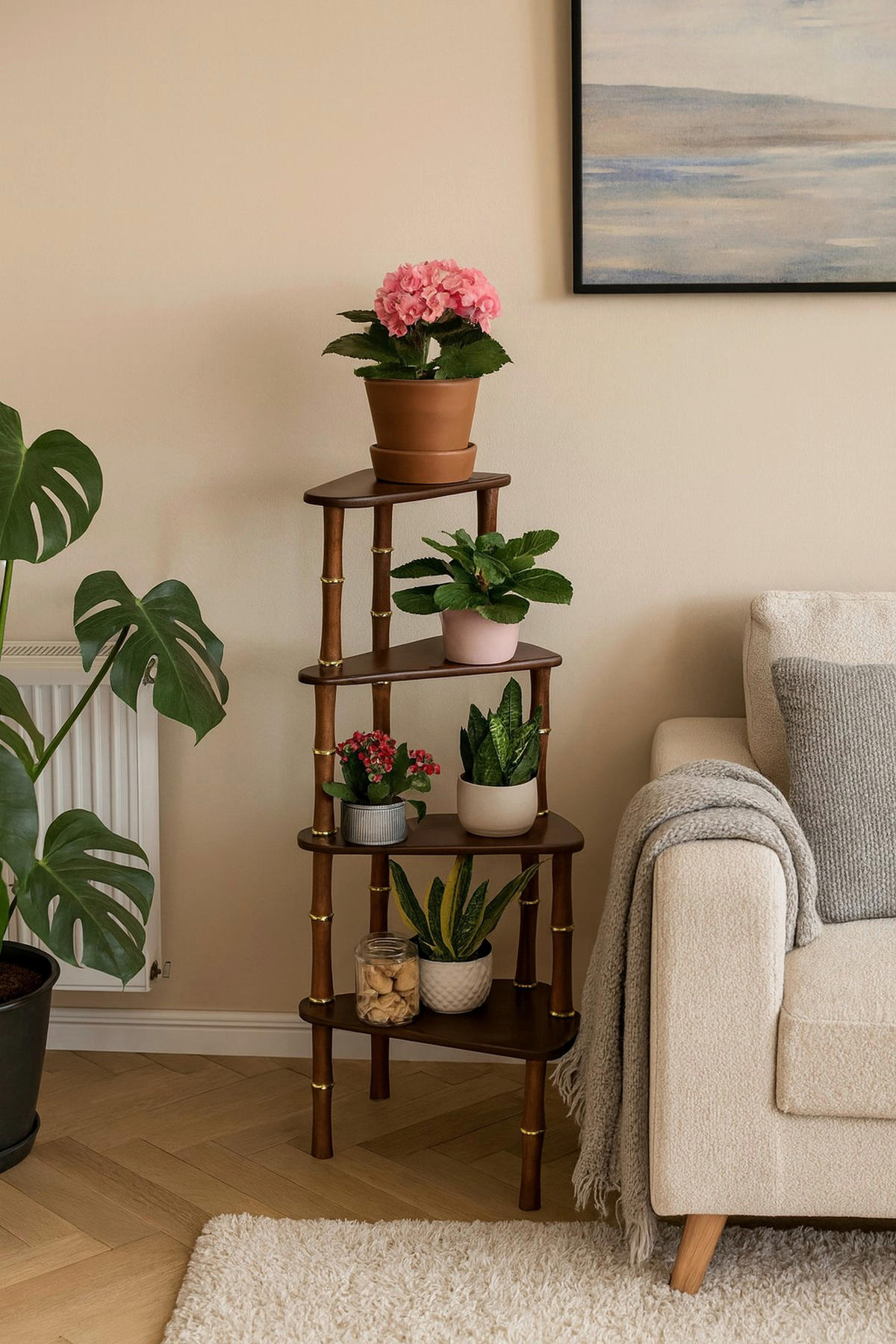 BLUMENTISCH Holzwerkstoff, Holz Kautschukholz  - Nussbaumfarben, Design, Holz/Holzwerkstoff (40/40/65cm) - MID.YOU