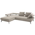 ECKSOFA in Chenille Greige  224/305 cm  - Greige/Schwarz, Design, Textil/Metall (224/305cm) - Dieter Knoll