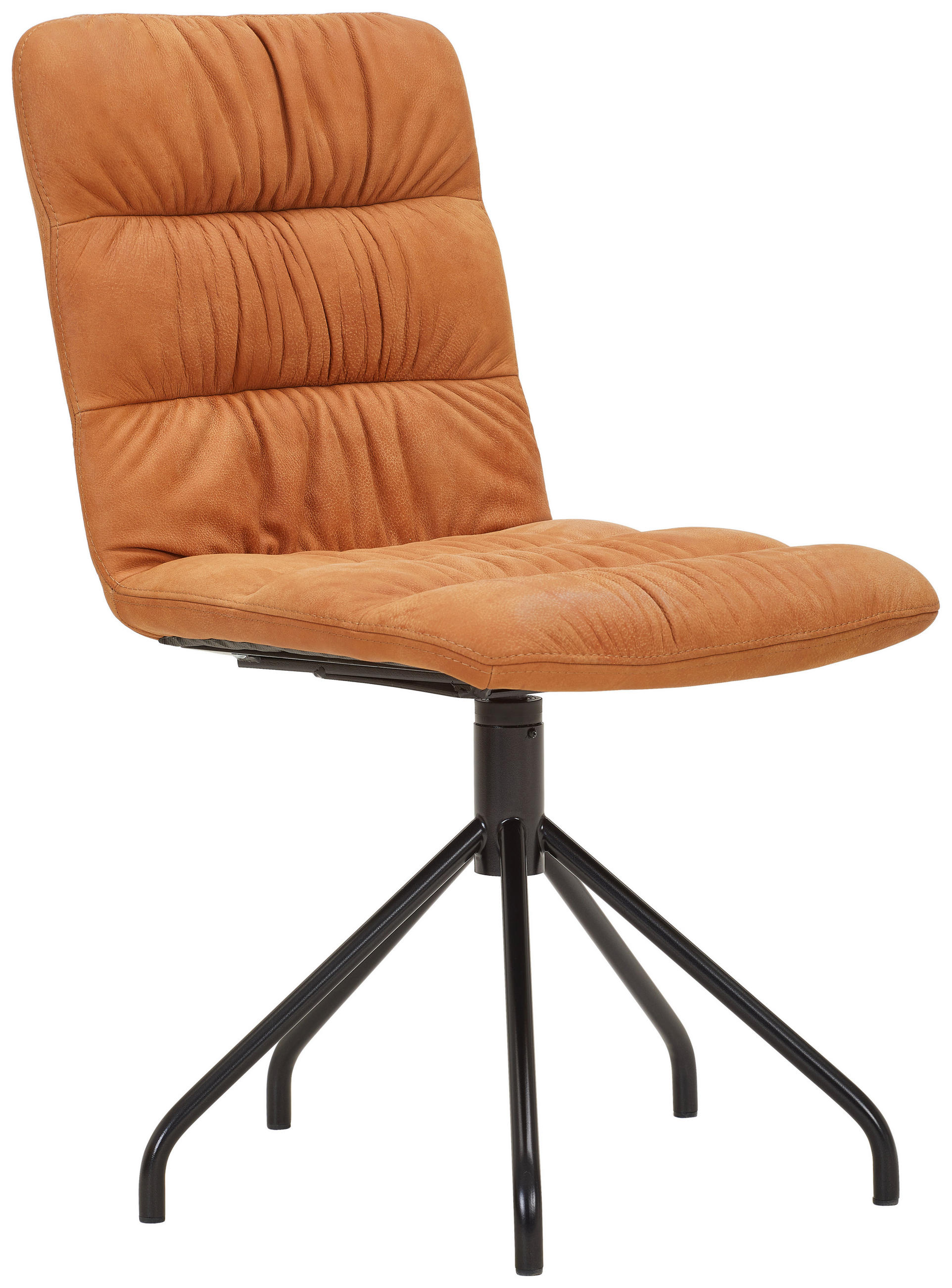 STUHL  in Stahl Echtleder naturbelassen Metall, Leder  - Cognac/Schwarz, Design, Leder/Metall (52/90/60cm)