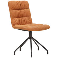 STUHL  in Stahl Echtleder naturbelassen Metall, Leder  - Cognac/Schwarz, Design, Leder/Metall (52/90/60cm) - Bacher