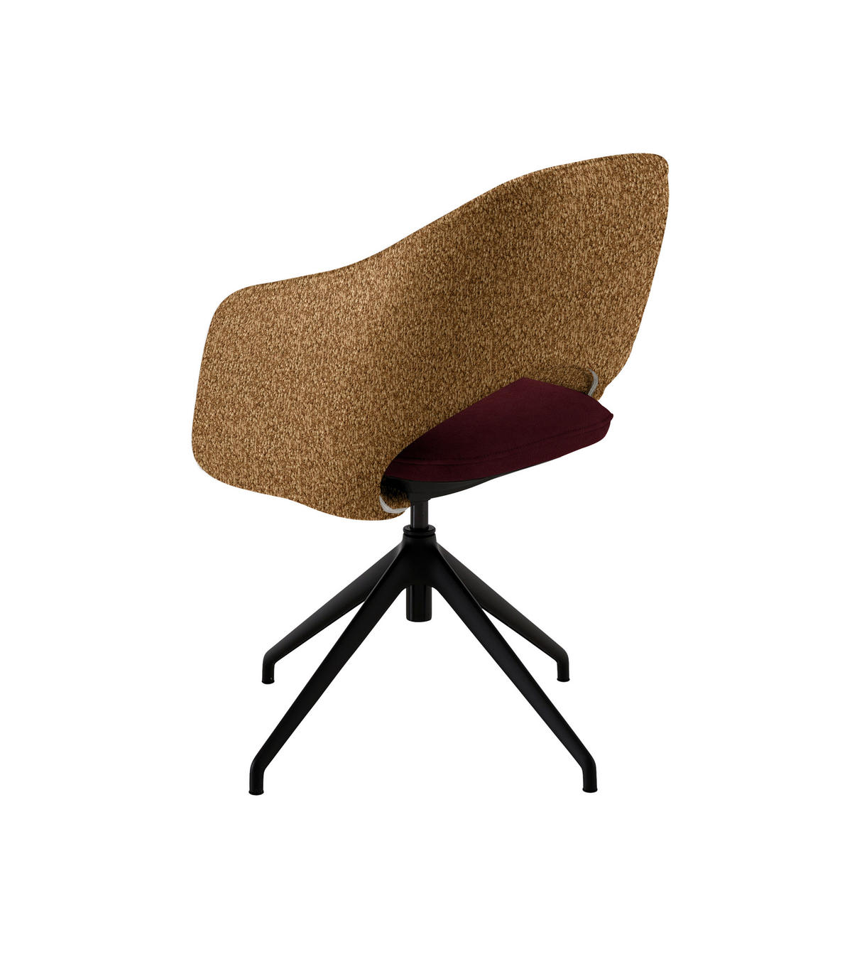 ARMLEHNSTUHL  Stoffauswahl, Wippfunktion, Sitzfläche 360° drehbar, gepolsterte Armlehnen Flachgewebe  - Weinrot/Schwarz, Design, Textil/Metall (63/74-90/57-73cm) - Koinor