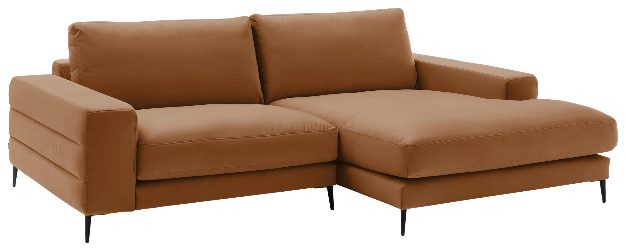 ECKSOFA in Velours Kupferfarben  - Schwarz/Kupferfarben, Design, Textil/Metall (253/177cm) - Dieter Knoll