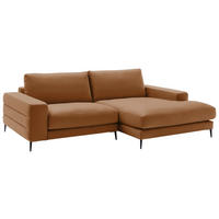 ECKSOFA in Velours Kupferfarben  - Schwarz/Kupferfarben, Design, Textil/Metall (253/177cm) - Dieter Knoll