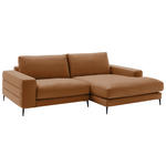 ECKSOFA in Velours Kupferfarben  253/177 cm  - Schwarz/Kupferfarben, Design, Textil/Metall (253/177cm) - Dieter Knoll