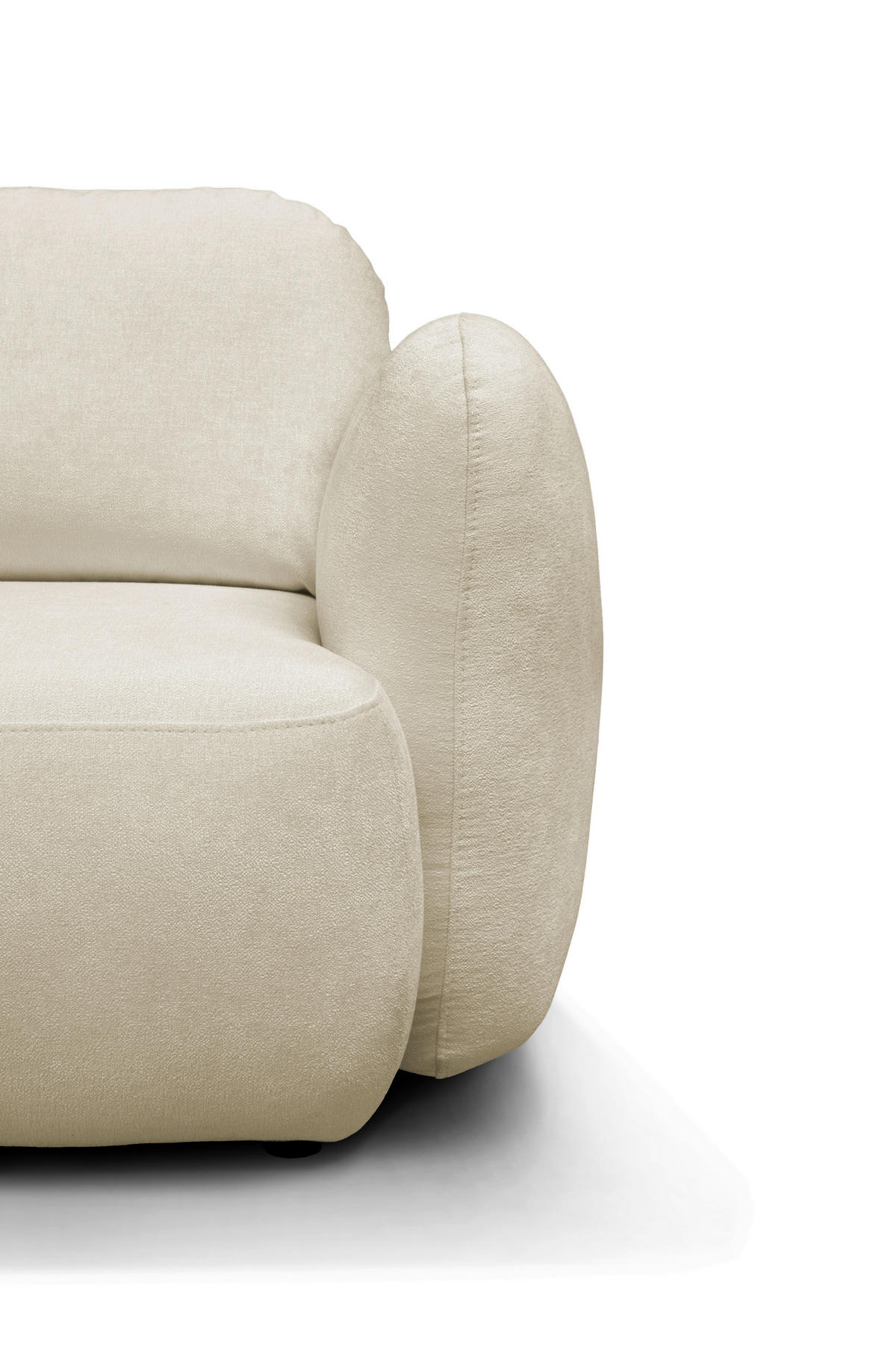 ECKSOFA VELU Creme Chenille  - Creme/Schwarz, Design, Textil (175/270cm) - MID.YOU