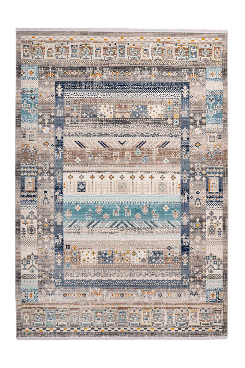 VINTAGE KOBEREC, 120/170 cm, modrá, hnědá - modrá/hnědá, Design, textil (120/170cm)