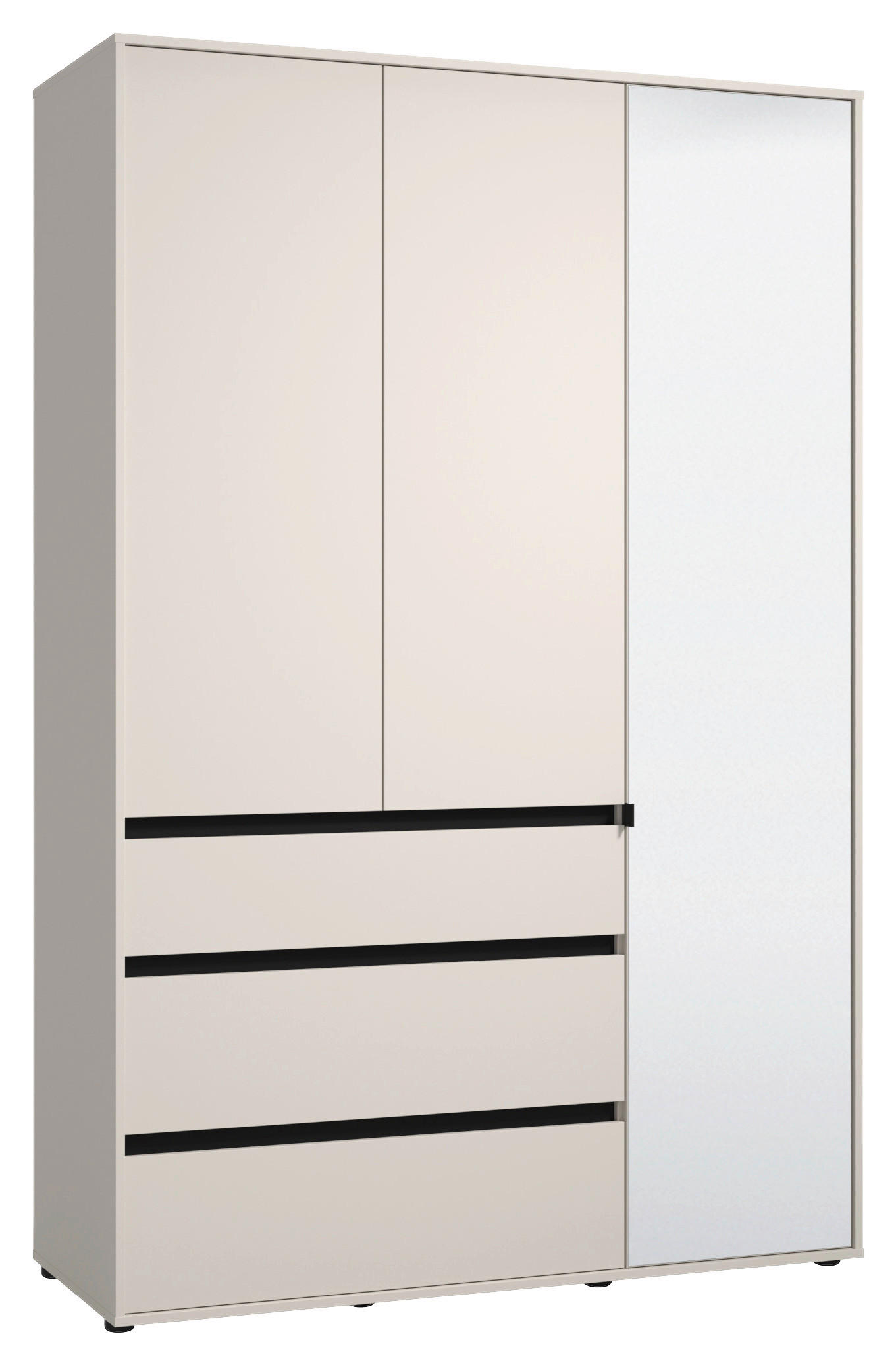 DREHTÜRENSCHRANK 3-türig Schwarz, Kaschmir  - Kaschmir/Schwarz, Basics, Glas/Holzwerkstoff (138/210,5/54,5cm) - Xora