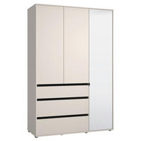 DREHTÜRENSCHRANK 3-türig Schwarz, Kaschmir  - Kaschmir/Schwarz, Basics, Glas/Holzwerkstoff (138/210,5/54,5cm) - Xora