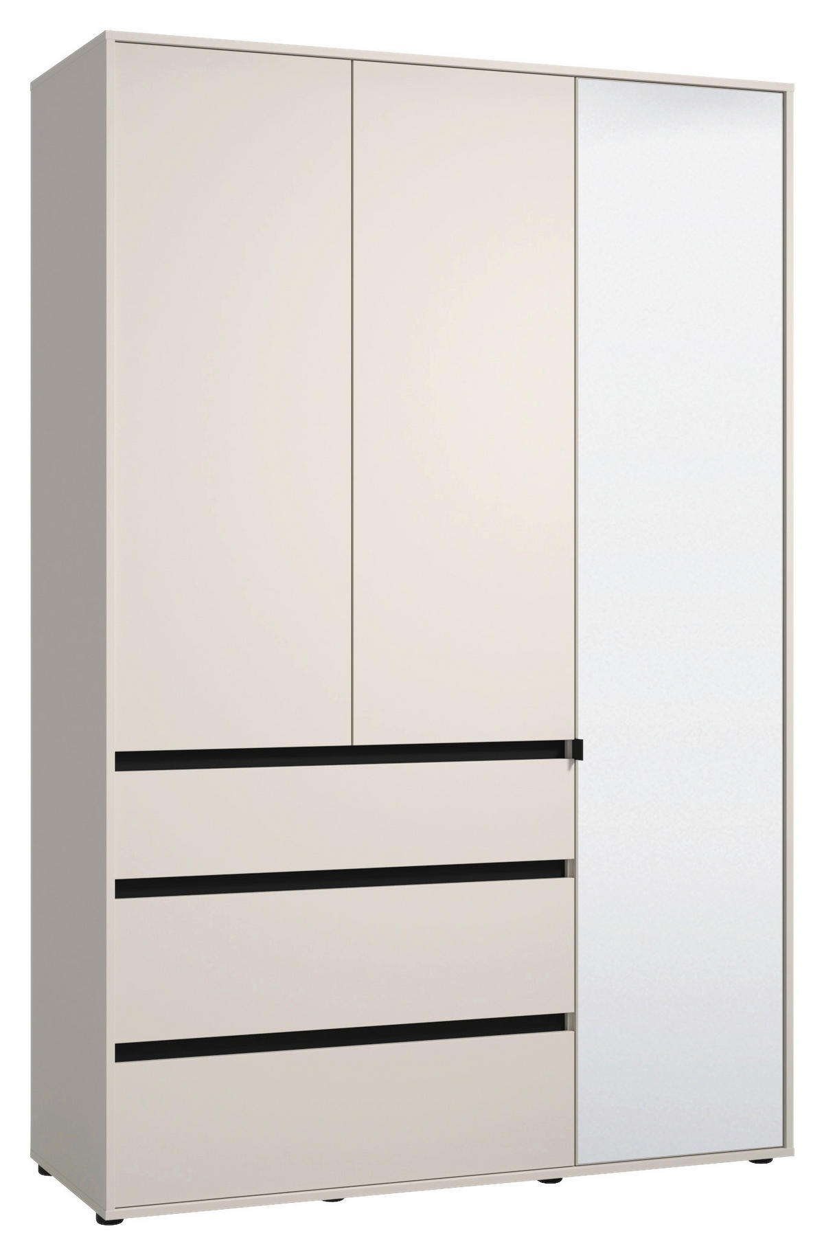 DREHTÜRENSCHRANK 3-türig Schwarz, Kaschmir  - Kaschmir/Schwarz, Basics, Glas/Holzwerkstoff (138/210,5/54,5cm) - Xora