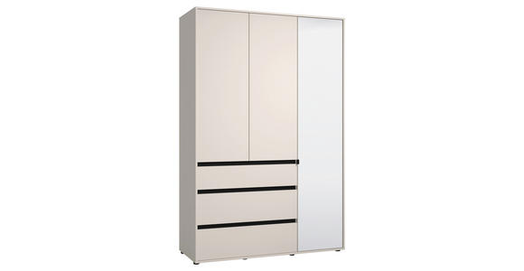 DREHTÜRENSCHRANK 3-türig Schwarz, Kaschmir  - Kaschmir/Schwarz, Basics, Glas/Holzwerkstoff (138/210,5/54,5cm) - Xora