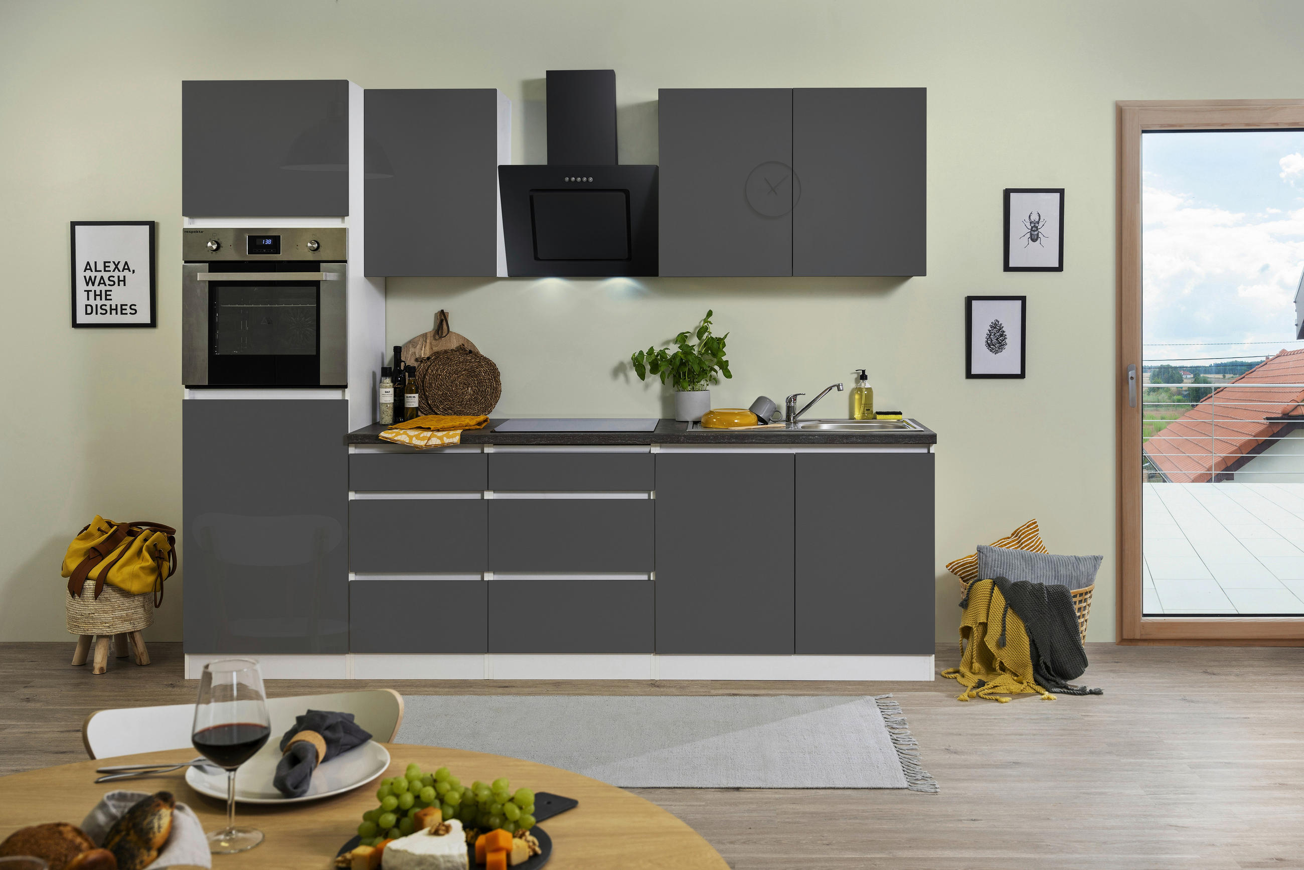 KÜCHENBLOCK 270 cm in Weiß - Braun/Weiß, MODERN, Holzwerkstoff (270cm) - Respekta