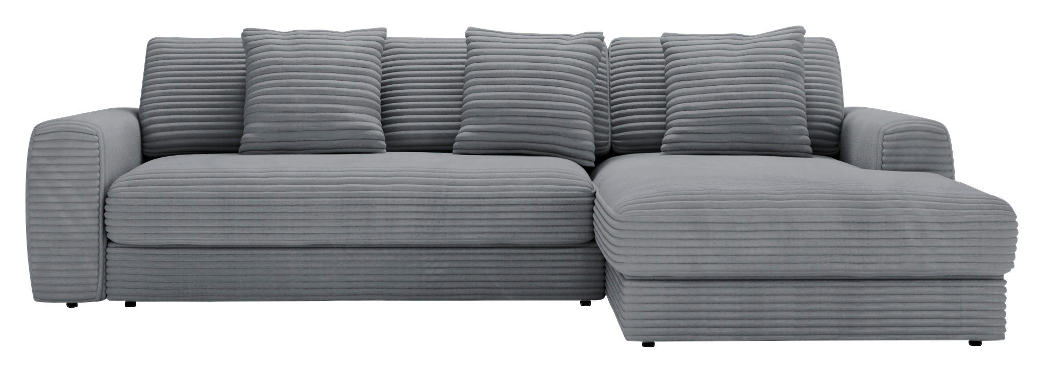 ECKSOFA Dunkelgrau Cord - Dunkelgrau/Schwarz, MODERN, Kunststoff/Textil (302/182cm) - Carryhome