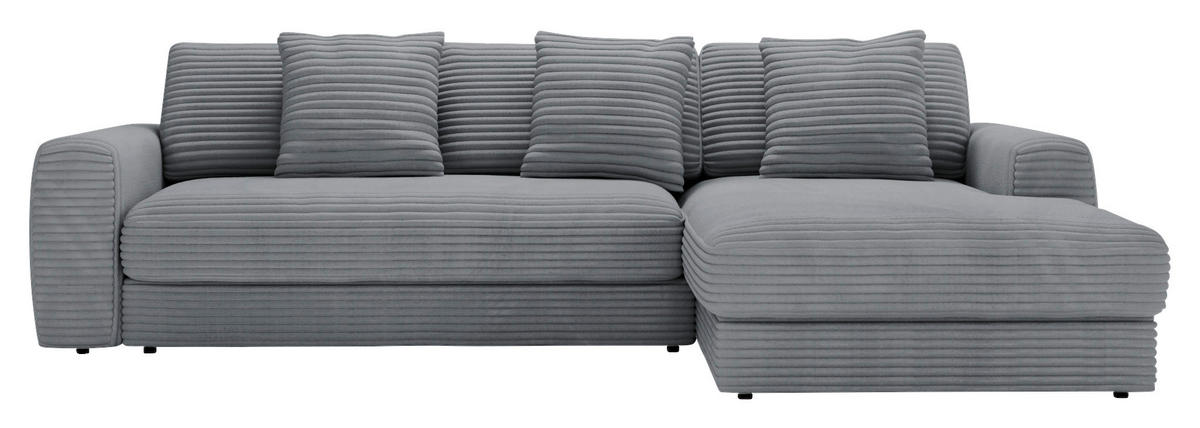 ECKSOFA Dunkelgrau Cord  - Dunkelgrau/Schwarz, MODERN, Kunststoff/Textil (302/182cm) - Carryhome