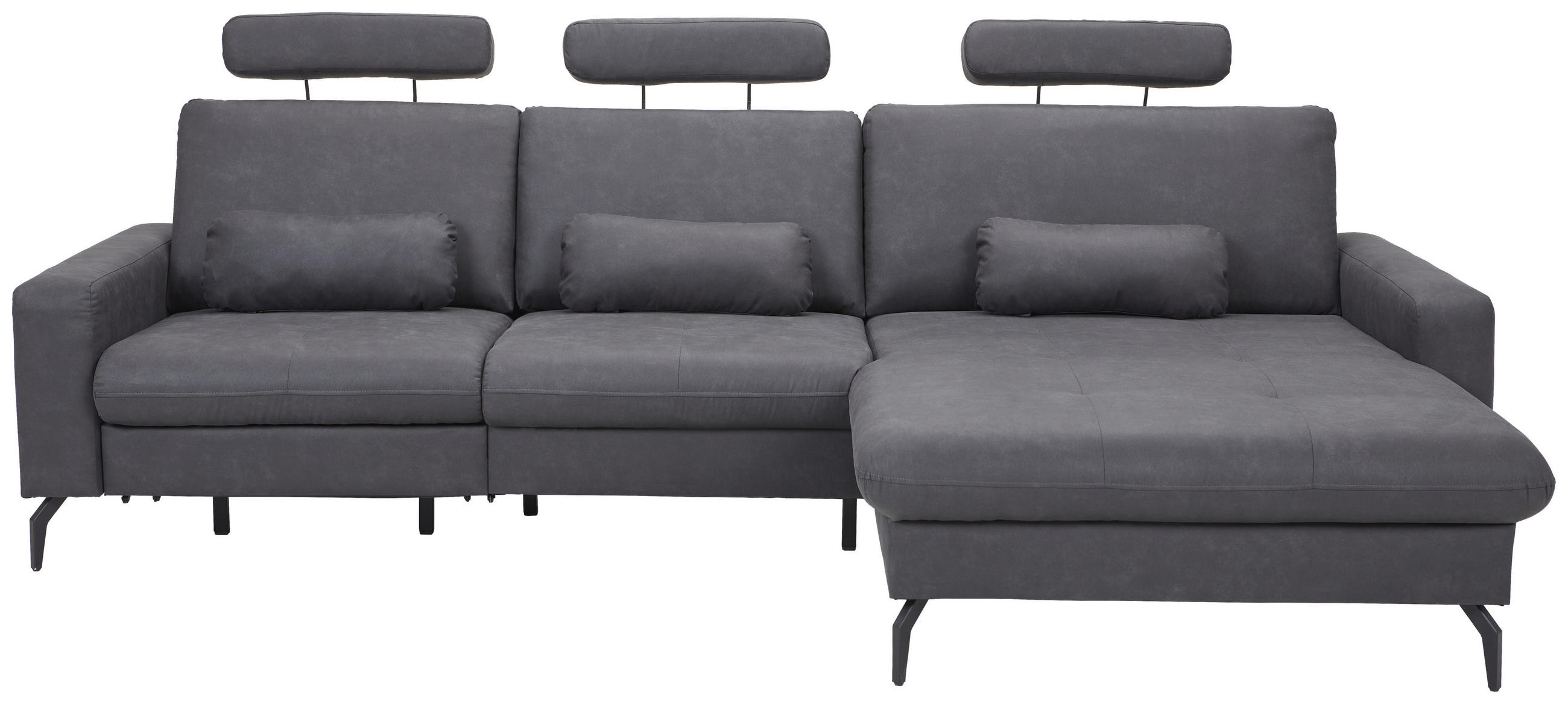 ECKSOFA Anthrazit Mikrofaser  - Anthrazit/Schwarz, KONVENTIONELL, Textil/Metall (302/180cm) - Carryhome