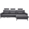 ECKSOFA in Mikrofaser Anthrazit  302/180 cm  - Anthrazit/Schwarz, KONVENTIONELL, Textil/Metall (302/180cm) - Carryhome