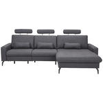 ECKSOFA in Mikrofaser Anthrazit  302/180 cm  - Anthrazit/Schwarz, KONVENTIONELL, Textil/Metall (302/180cm) - Carryhome