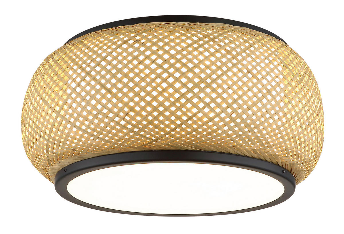 LED-DECKENLEUCHTE 38/19,2 cm   - Schwarz/Naturfarben, Design, Holz/Kunststoff (38/19,2cm) - Globo