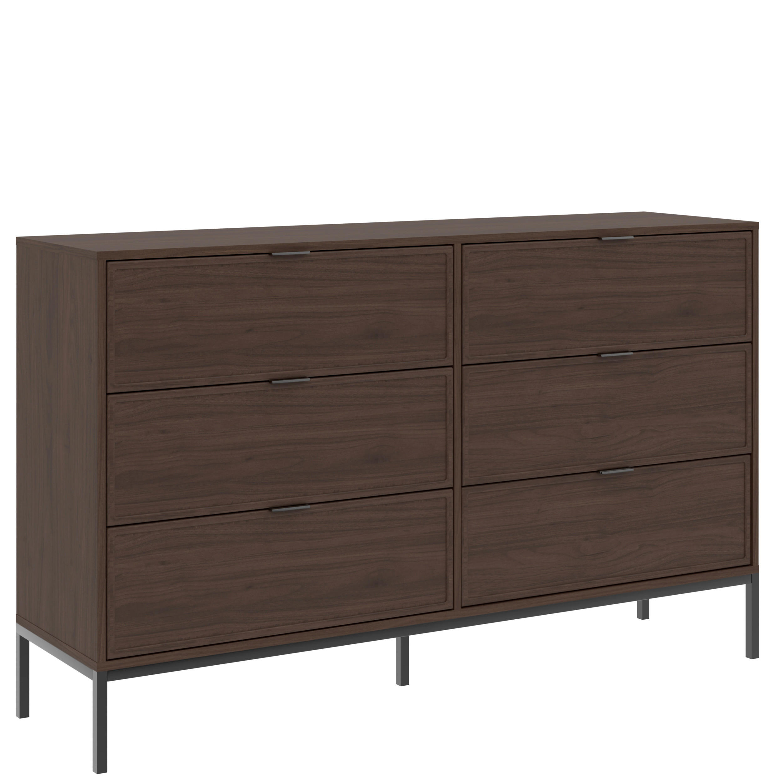 KOMMODE Deco, 150/92/40 cm, 6 Schublade(n)  - Walnussfarben/Schwarz, Design, Holzwerkstoff/Metall (150/92/40cm) - MID.YOU