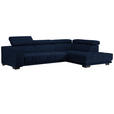 ECKSOFA in Mikrofaser Dunkelblau  - Schwarz/Dunkelblau, Design, Textil/Metall (301/207cm) - Xora