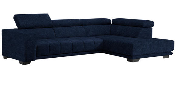 ECKSOFA in Mikrofaser Dunkelblau  - Schwarz/Dunkelblau, Design, Textil/Metall (301/207cm) - Xora